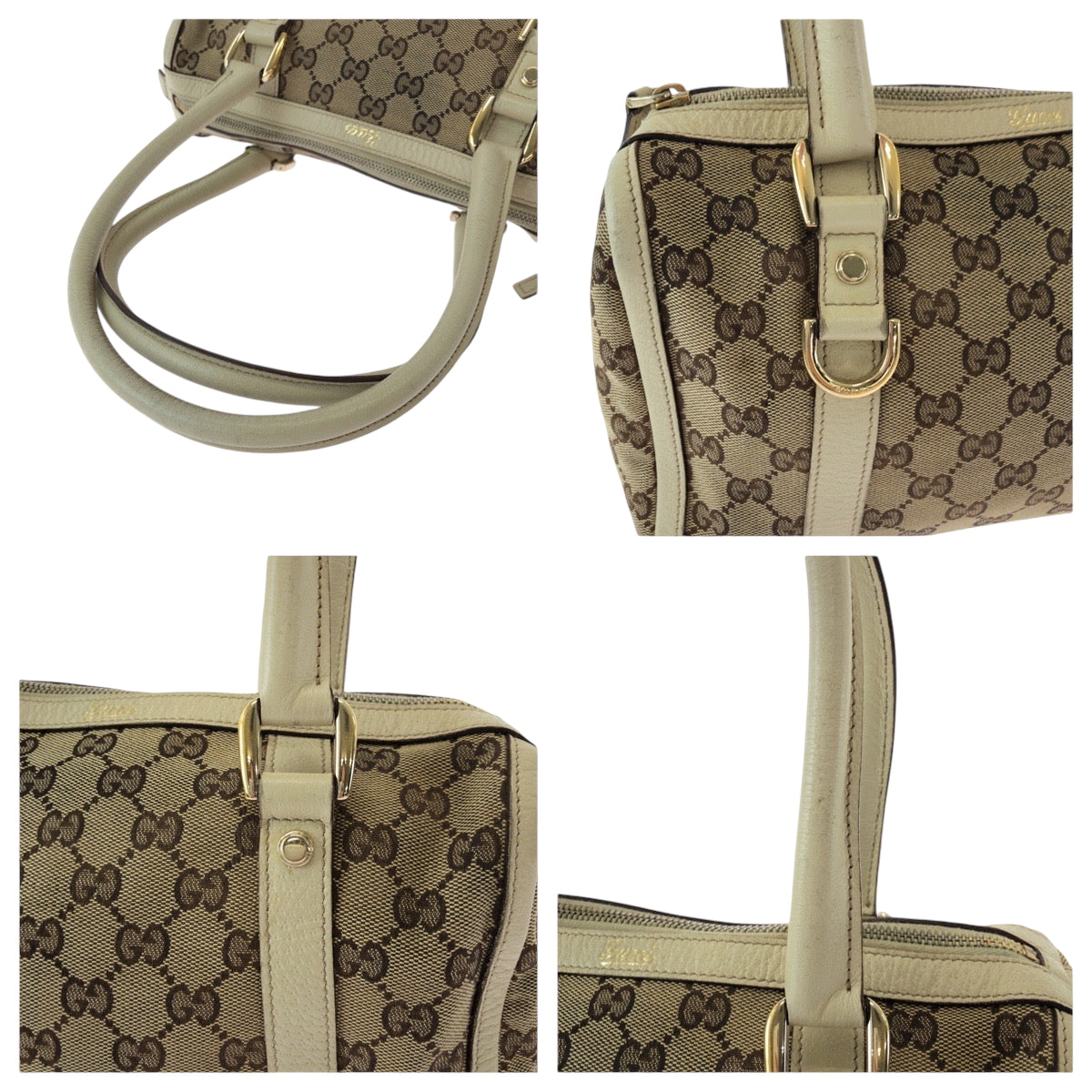 15459
GUCCI グッチ アビー ベージュ アイボリー ゴールド金具 GGキャンバス 130942 ハンドバッグ ミニボストンバッグ ショルダーバッグ  レディース