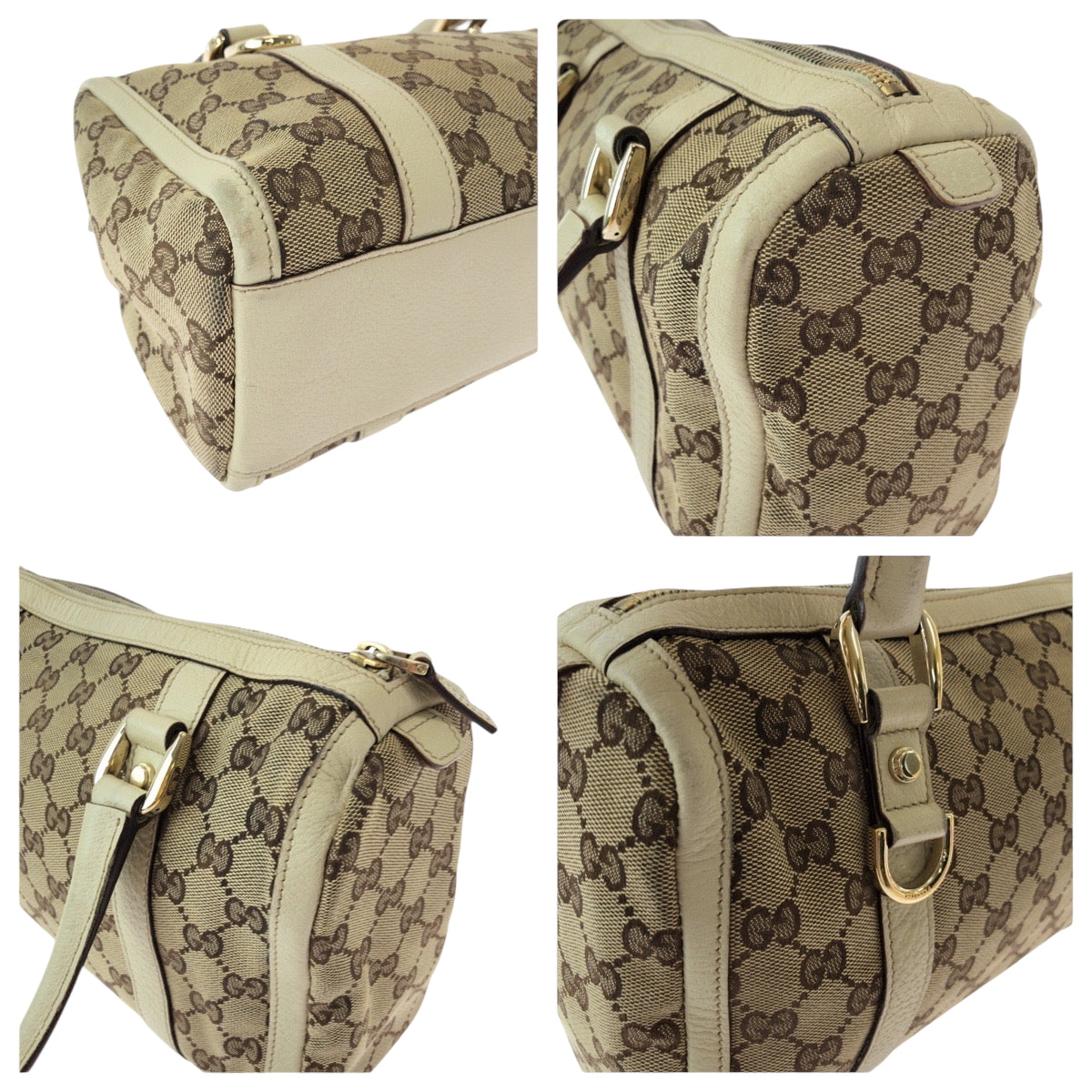 15459
GUCCI グッチ アビー ベージュ アイボリー ゴールド金具 GGキャンバス 130942 ハンドバッグ ミニボストンバッグ ショルダーバッグ  レディース
