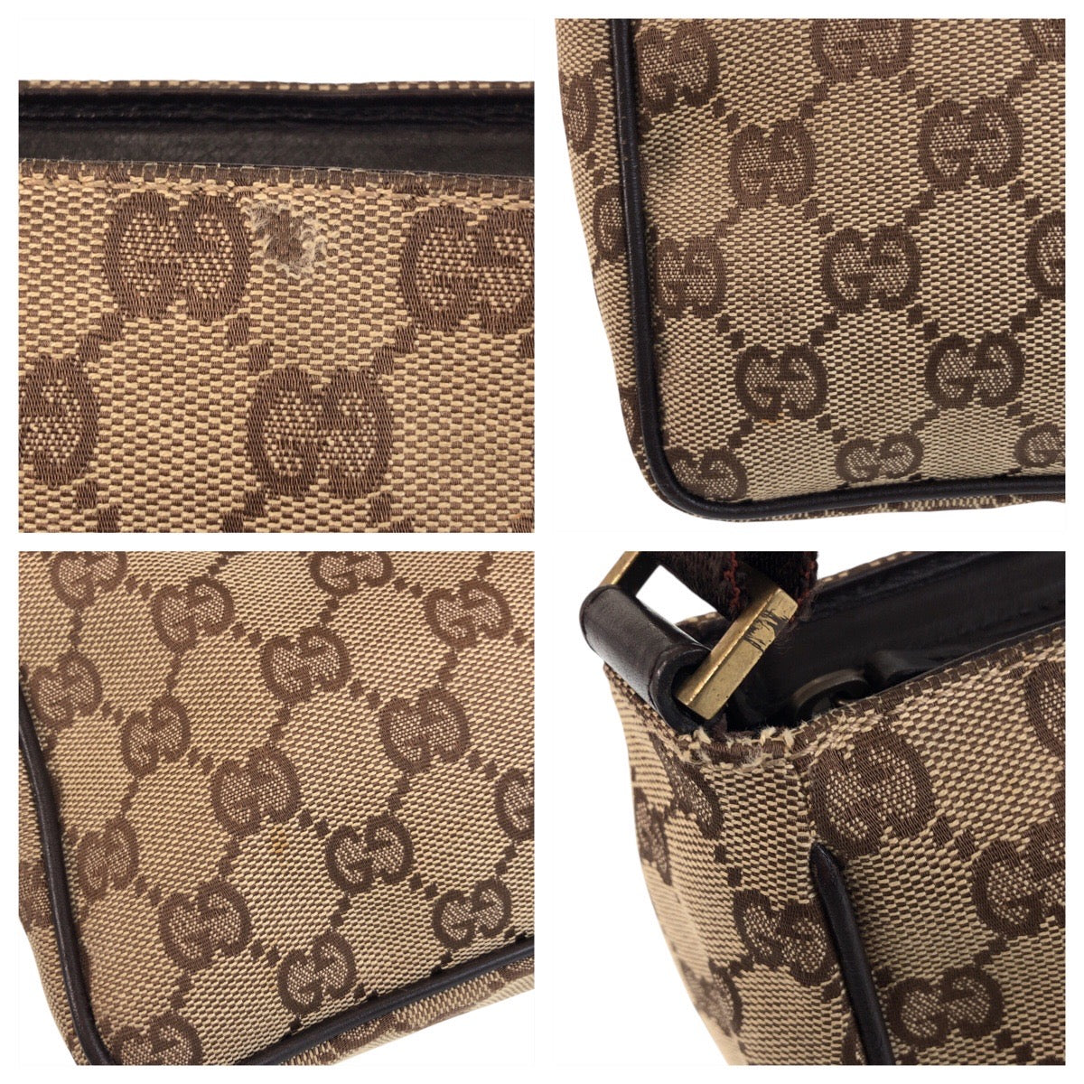 15460
GUCCI グッチ ブラウン ベージュ ゴールド金具 GGキャンバス 106644 ショルダーバッグ アクセサリーポーチ  レディース