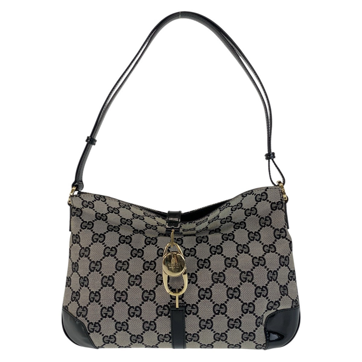 15461
GUCCI グッチ ブラック 黒 ゴールド金具 GGキャンバス / エナメル 14147 ショルダーバッグ  レディース