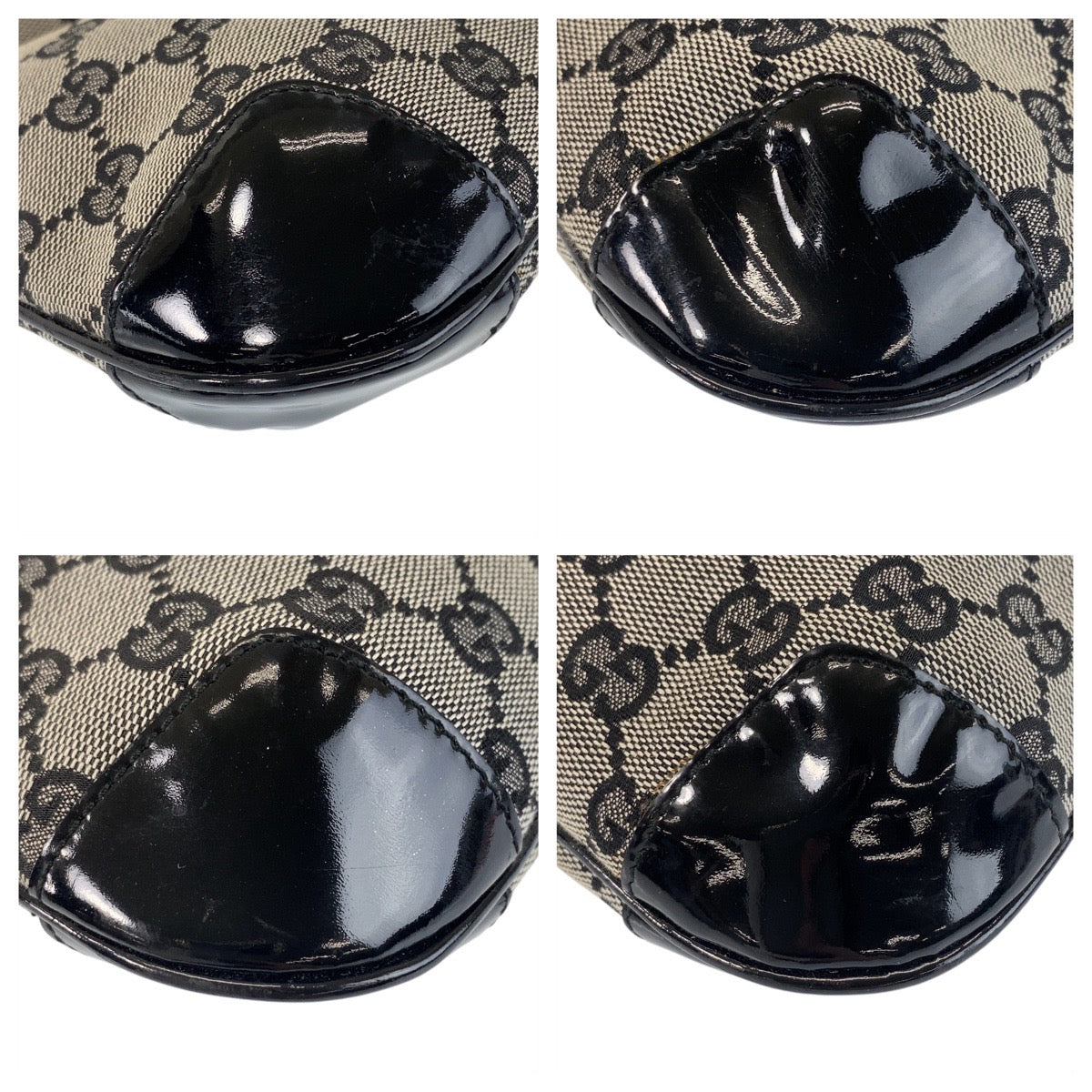 15461
GUCCI グッチ ブラック 黒 ゴールド金具 GGキャンバス / エナメル 14147 ショルダーバッグ  レディース
