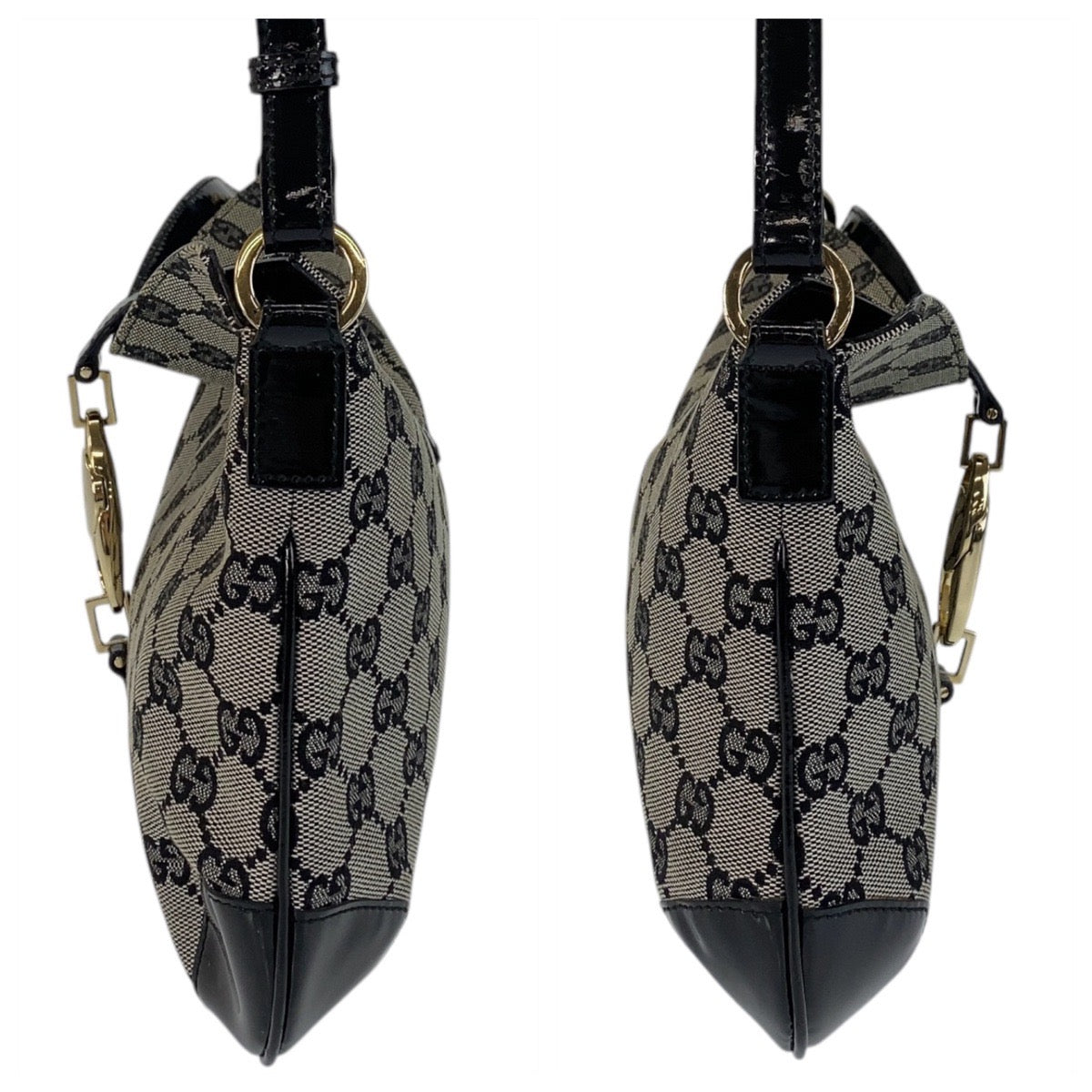 15461
GUCCI グッチ ブラック 黒 ゴールド金具 GGキャンバス / エナメル 14147 ショルダーバッグ  レディース