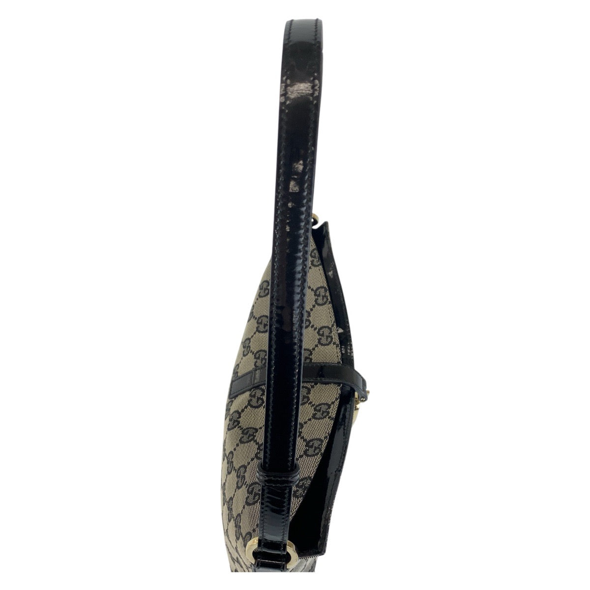 15461
GUCCI グッチ ブラック 黒 ゴールド金具 GGキャンバス / エナメル 14147 ショルダーバッグ  レディース