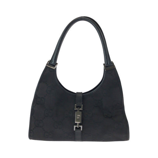 15462
GUCCI グッチ ジャッキー ブラック 黒 シルバー金具 GGキャンバス 002 1067 ホーボー ワンショルダーバッグ 肩掛け  レディース