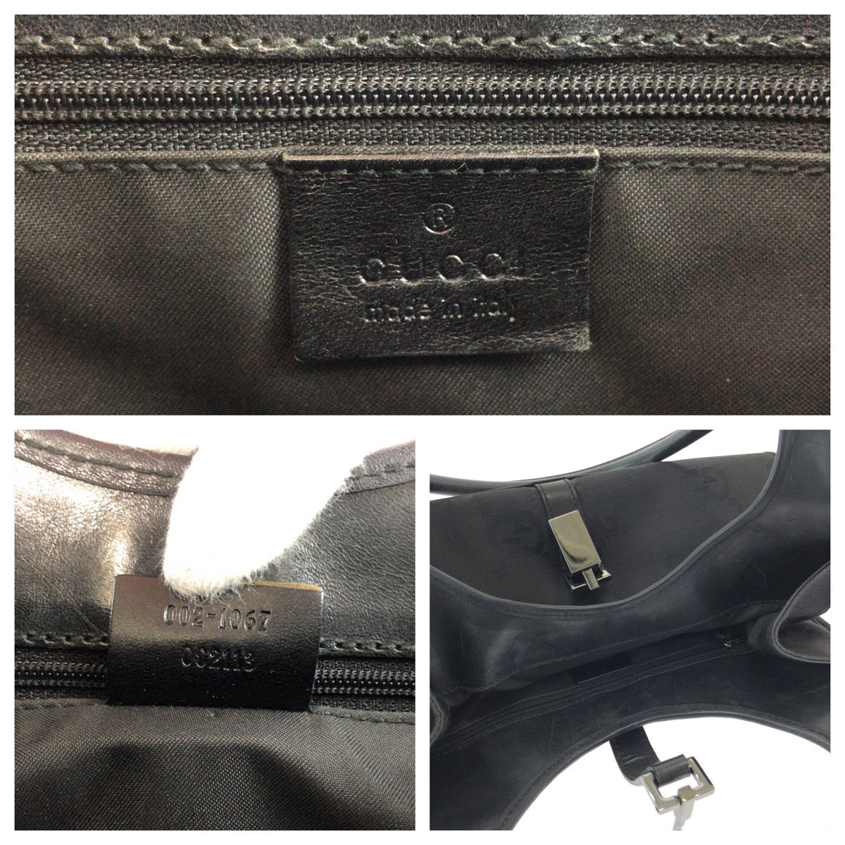 15462
GUCCI グッチ ジャッキー ブラック 黒 シルバー金具 GGキャンバス 002 1067 ホーボー ワンショルダーバッグ 肩掛け  レディース