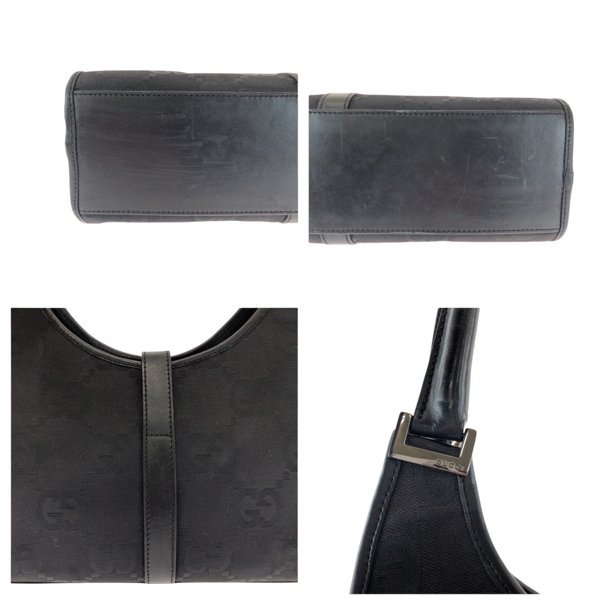15462
GUCCI グッチ ジャッキー ブラック 黒 シルバー金具 GGキャンバス 002 1067 ホーボー ワンショルダーバッグ 肩掛け  レディース