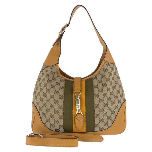 15463
GUCCI グッチ シェリーライン ニュージャッキー ホーボー イエロー ベージュ ゴールド金具 GGキャンバス / レザー 277520 ショルダーバッグ  レディース
