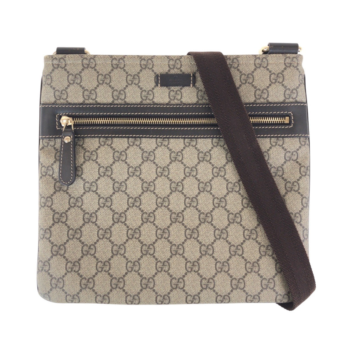 15466
GUCCI グッチ ブラウン グレー ゴールド金具 GGスプリームキャンバス / レザー 295257 ショルダーバッグ ポシェット  レディース A44