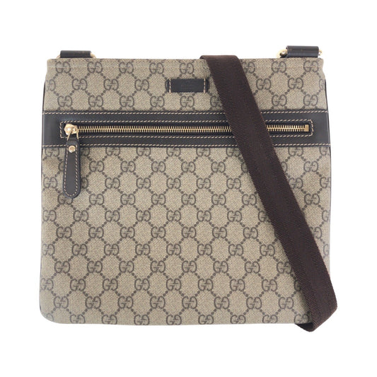 15466
GUCCI グッチ ブラウン グレー ゴールド金具 GGスプリームキャンバス / レザー 295257 ショルダーバッグ ポシェット  レディース A44