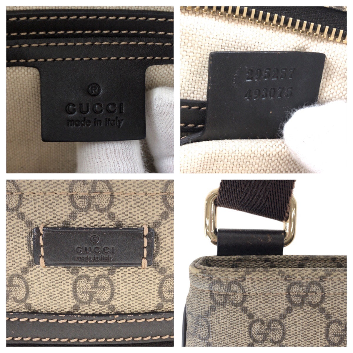 15466
GUCCI グッチ ブラウン グレー ゴールド金具 GGスプリームキャンバス / レザー 295257 ショルダーバッグ ポシェット  レディース A44