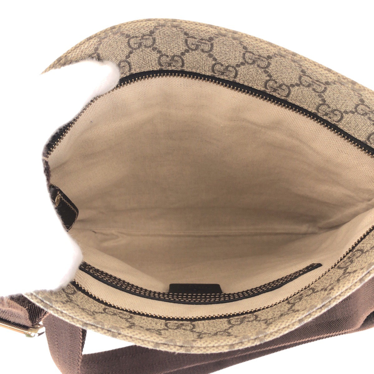 15466
GUCCI グッチ ブラウン グレー ゴールド金具 GGスプリームキャンバス / レザー 295257 ショルダーバッグ ポシェット  レディース A44