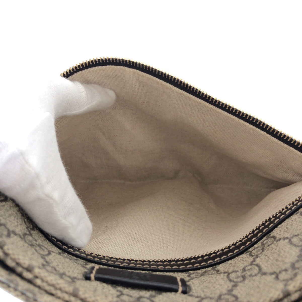 15466
GUCCI グッチ ブラウン グレー ゴールド金具 GGスプリームキャンバス / レザー 295257 ショルダーバッグ ポシェット  レディース A44