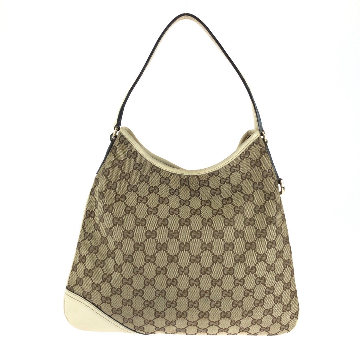15467
GUCCI グッチ ニューブリット ベージュ アイボリー ゴールド金具 GGキャンバス 169947 ホーボー ワンショルダーバッグ 肩掛け  レディース
