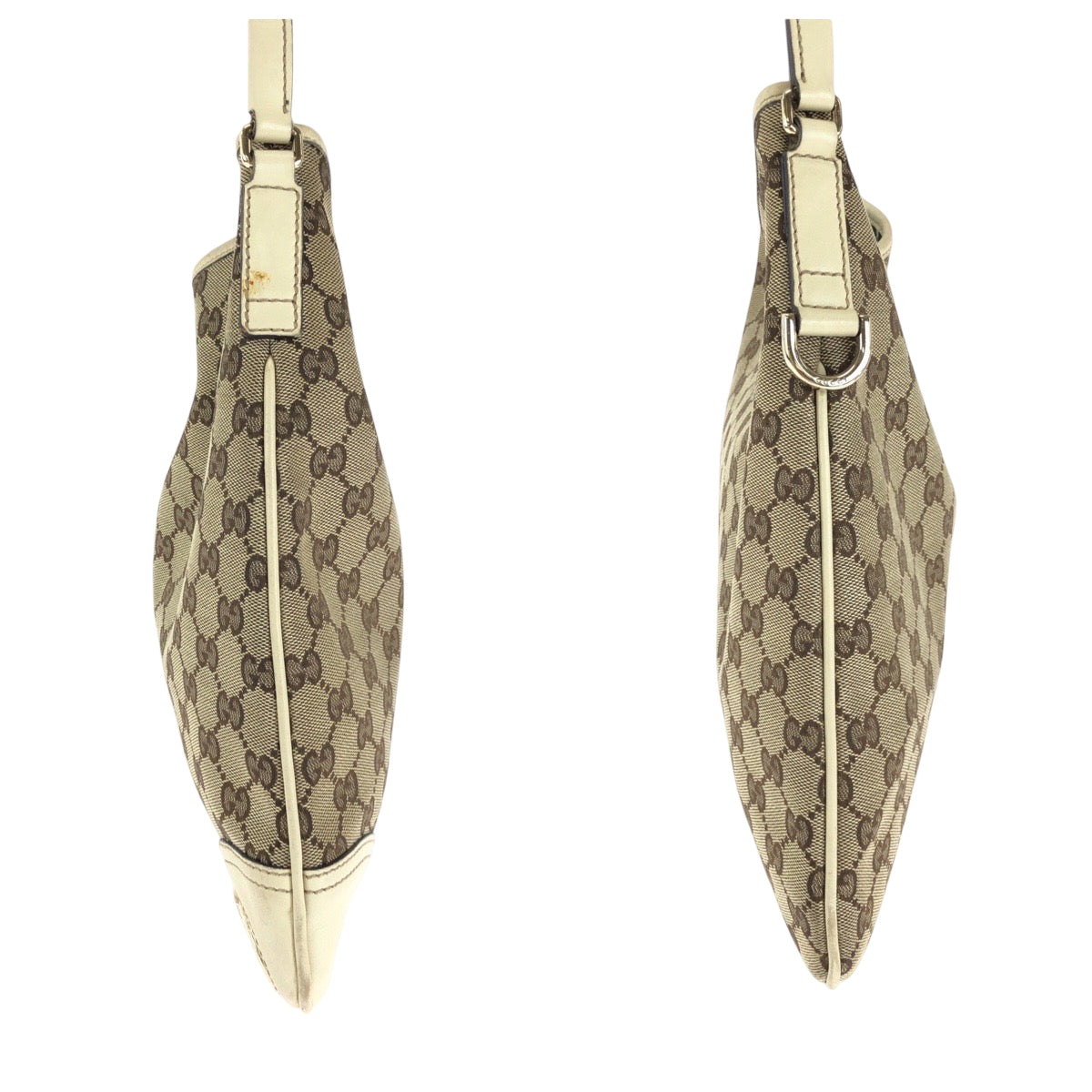 15467
GUCCI グッチ ニューブリット ベージュ アイボリー ゴールド金具 GGキャンバス 169947 ホーボー ワンショルダーバッグ 肩掛け  レディース