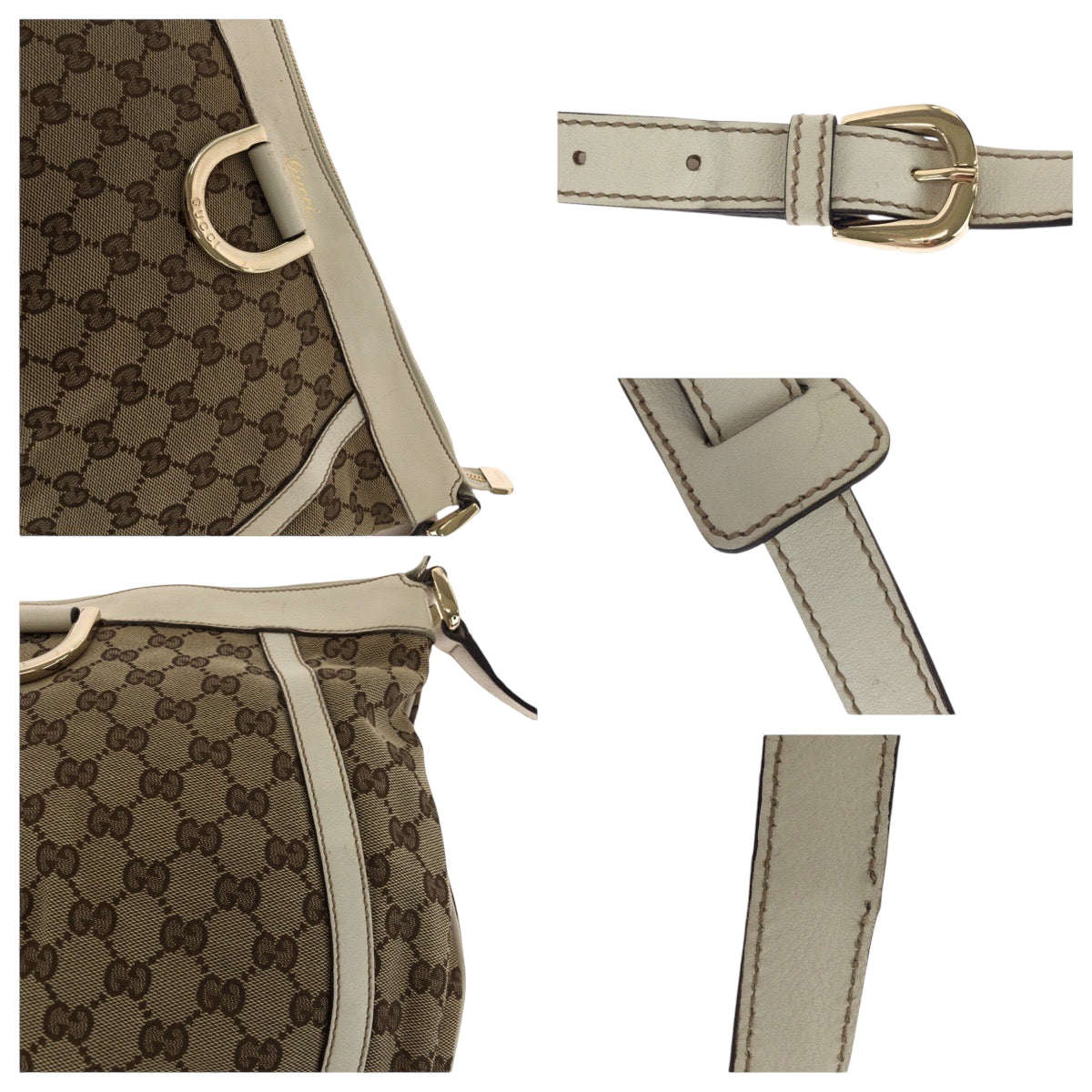15470
GUCCI グッチ アビー ベージュ ホワイト ゴールド金具 GGキャンバス 204940 ショルダーバッグ メッセンジャーバッグ  レディース