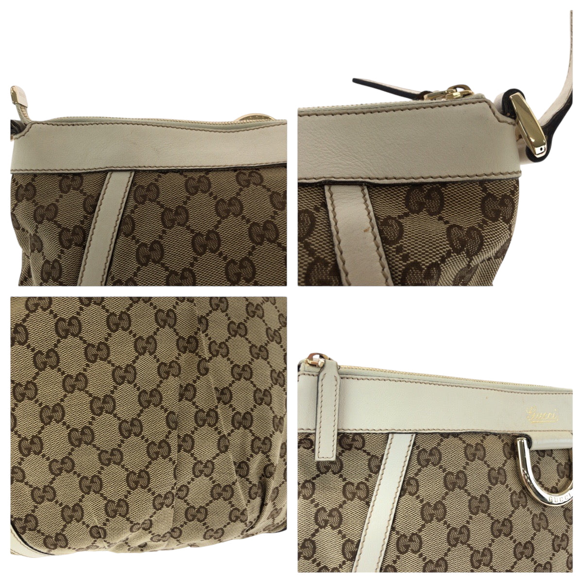 15470
GUCCI グッチ アビー ベージュ ホワイト ゴールド金具 GGキャンバス 204940 ショルダーバッグ メッセンジャーバッグ  レディース