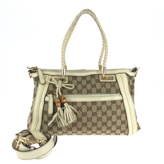 15472
GUCCI グッチ ベラ ベージュ アイボリー ゴールド金具 GGキャンバス 282300 ショルダーバッグ ハンドバッグ 2way  レディース
