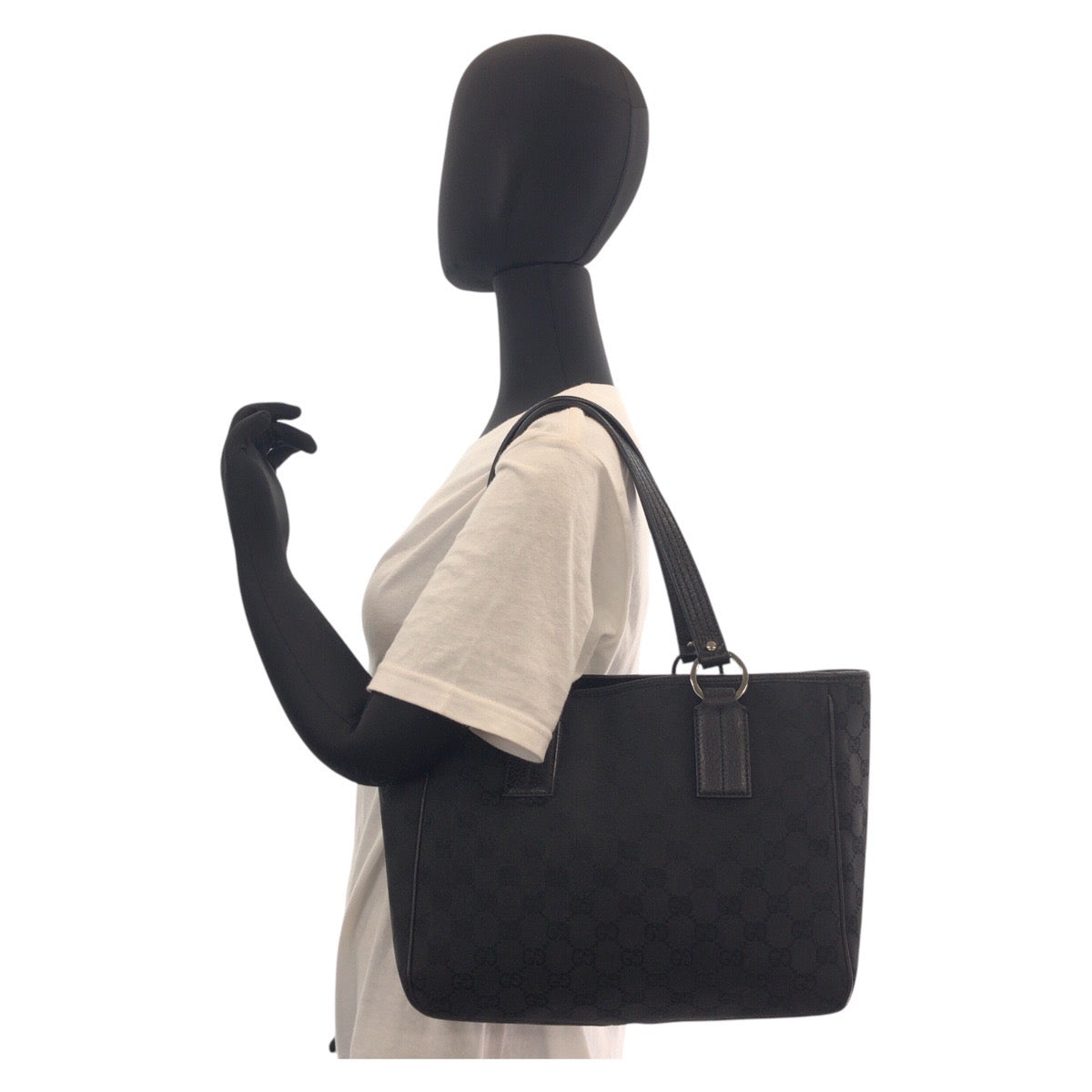 15473
GUCCI グッチ ブラック 黒 GGキャンバス / レザー 113019 トートバッグ ショルダーバッグ  レディース A40