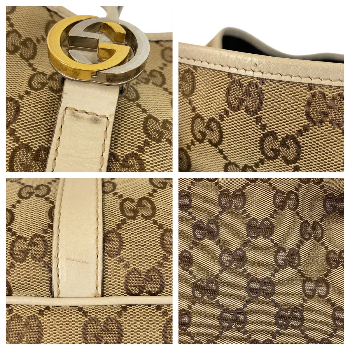 15474
GUCCI グッチ ベージュ GGキャンバス / レザー 232956 トートバッグ ショルダーバッグ  レディース ABP44
