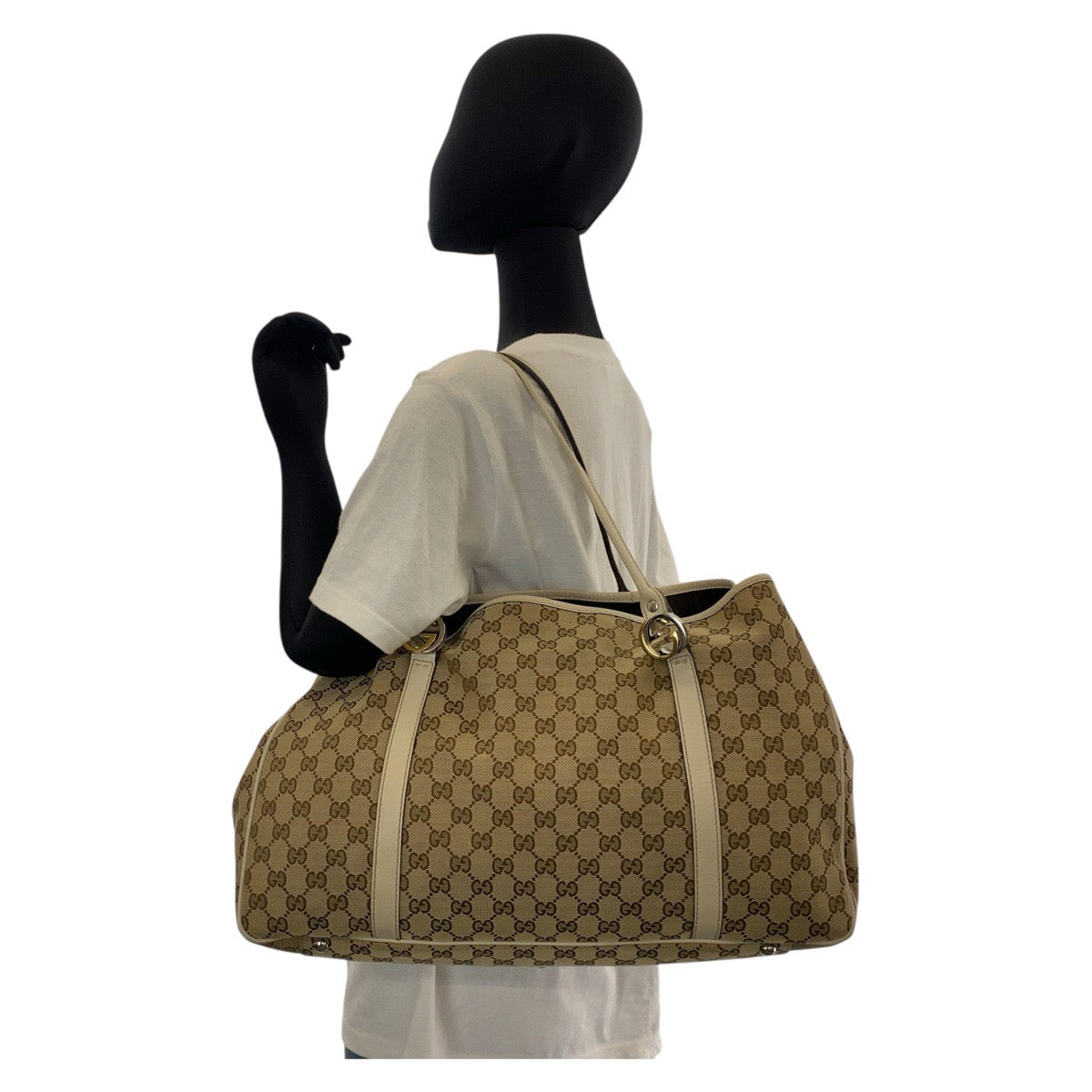 15474
GUCCI グッチ ベージュ GGキャンバス / レザー 232956 トートバッグ ショルダーバッグ  レディース ABP44