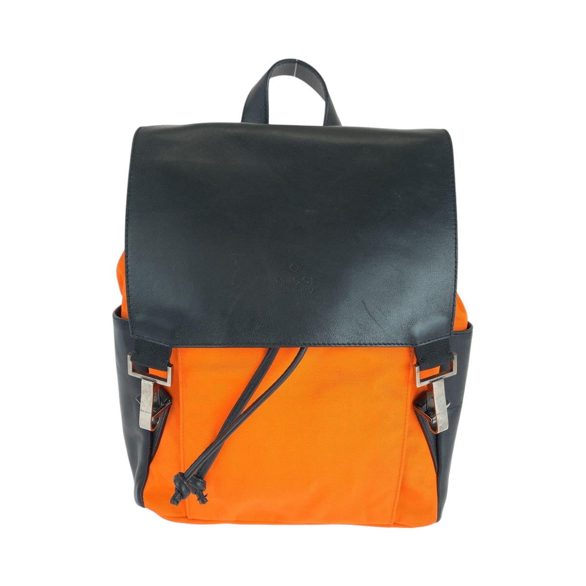 15476
GUCCI グッチ オレンジ ブラック シルバー金具 ナイロン / レザー 003 0233 リュックサック バックパック  レディース