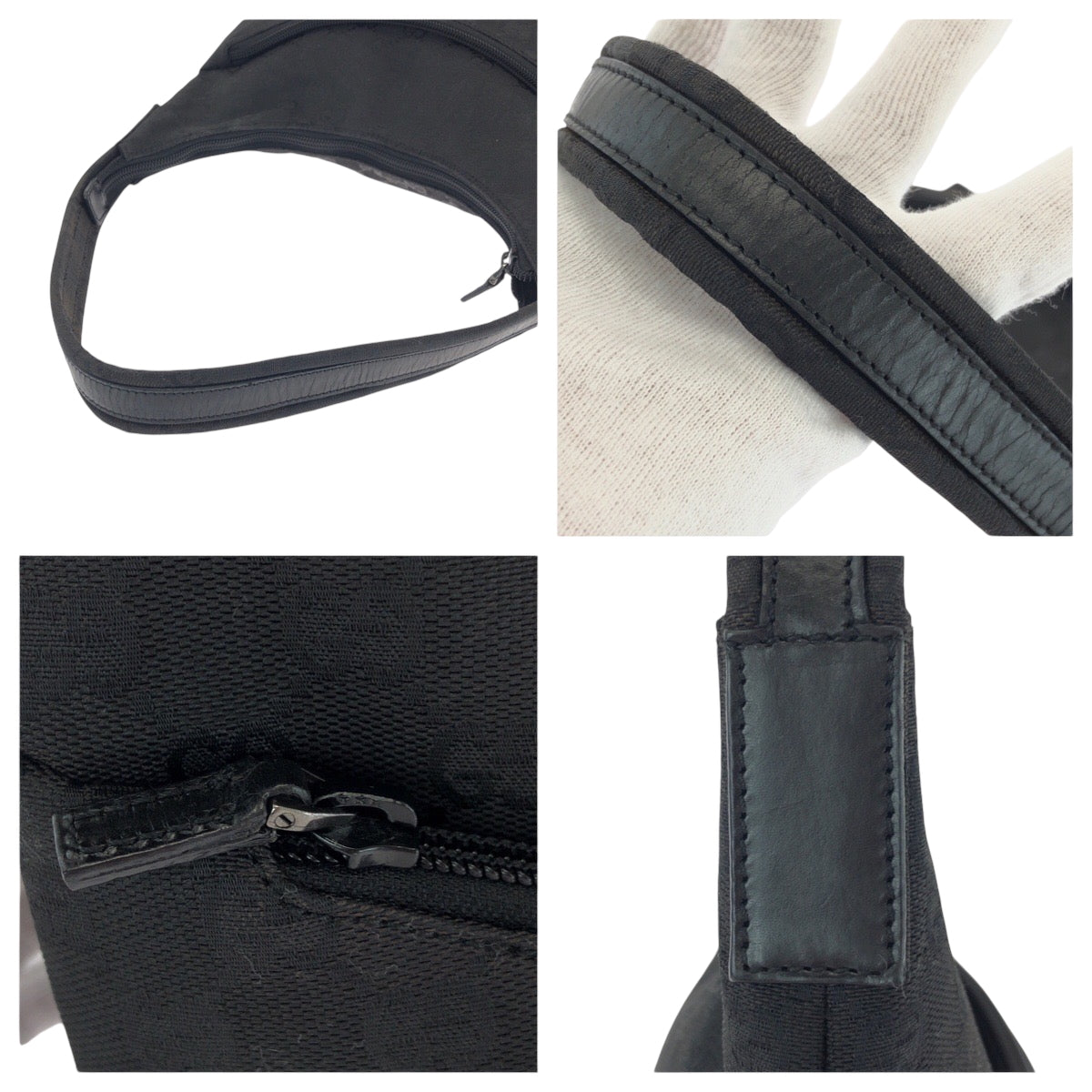 15477
GUCCI グッチ ブラック 黒 シルバー金具 GGキャンバス 001 3386 ホーボー ワンショルダーバッグ 肩掛け  レディース AB24