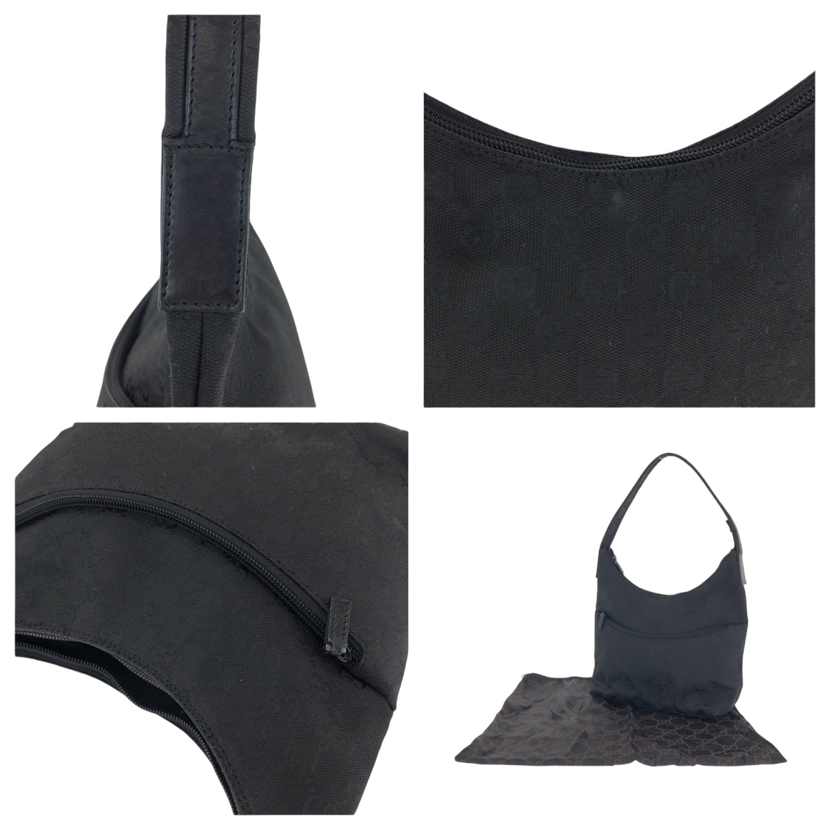 15477
GUCCI グッチ ブラック 黒 シルバー金具 GGキャンバス 001 3386 ホーボー ワンショルダーバッグ 肩掛け  レディース AB24