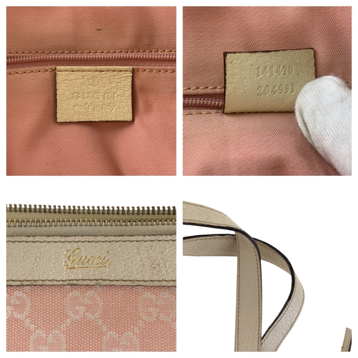 15478
GUCCI グッチ ピンク ホワイト ゴールド金具 GGキャンバス / レザー 141470 トートバッグ ショルダーバッグ  レディース