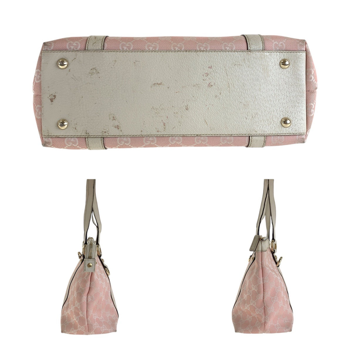 15478
GUCCI グッチ ピンク ホワイト ゴールド金具 GGキャンバス / レザー 141470 トートバッグ ショルダーバッグ  レディース