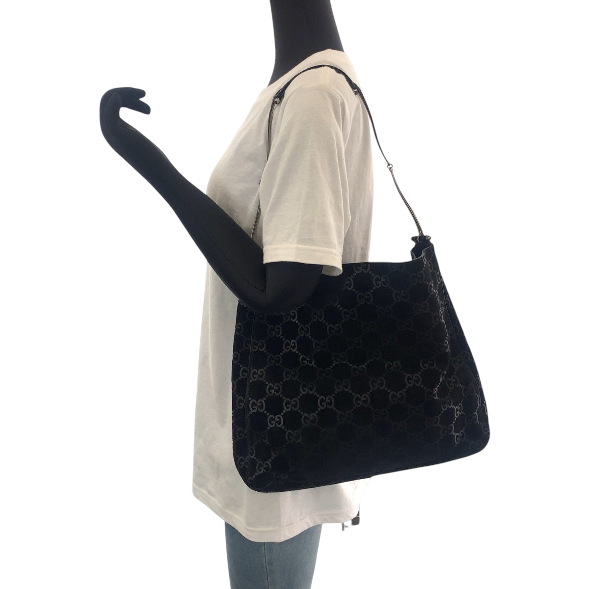 15480
GUCCI グッチ ホースビット ブラック 黒 シルバー金具 スウェード 001 3181 ホーボー ワンショルダーバッグ 肩掛け  レディース