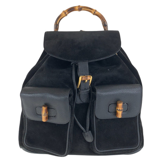 15482
GUCCI グッチ バンブー ブラック 黒 ゴールド金具 スウェード / レザー 003 2058 0016 リュック・デイパック バックパック  レディース ABP29