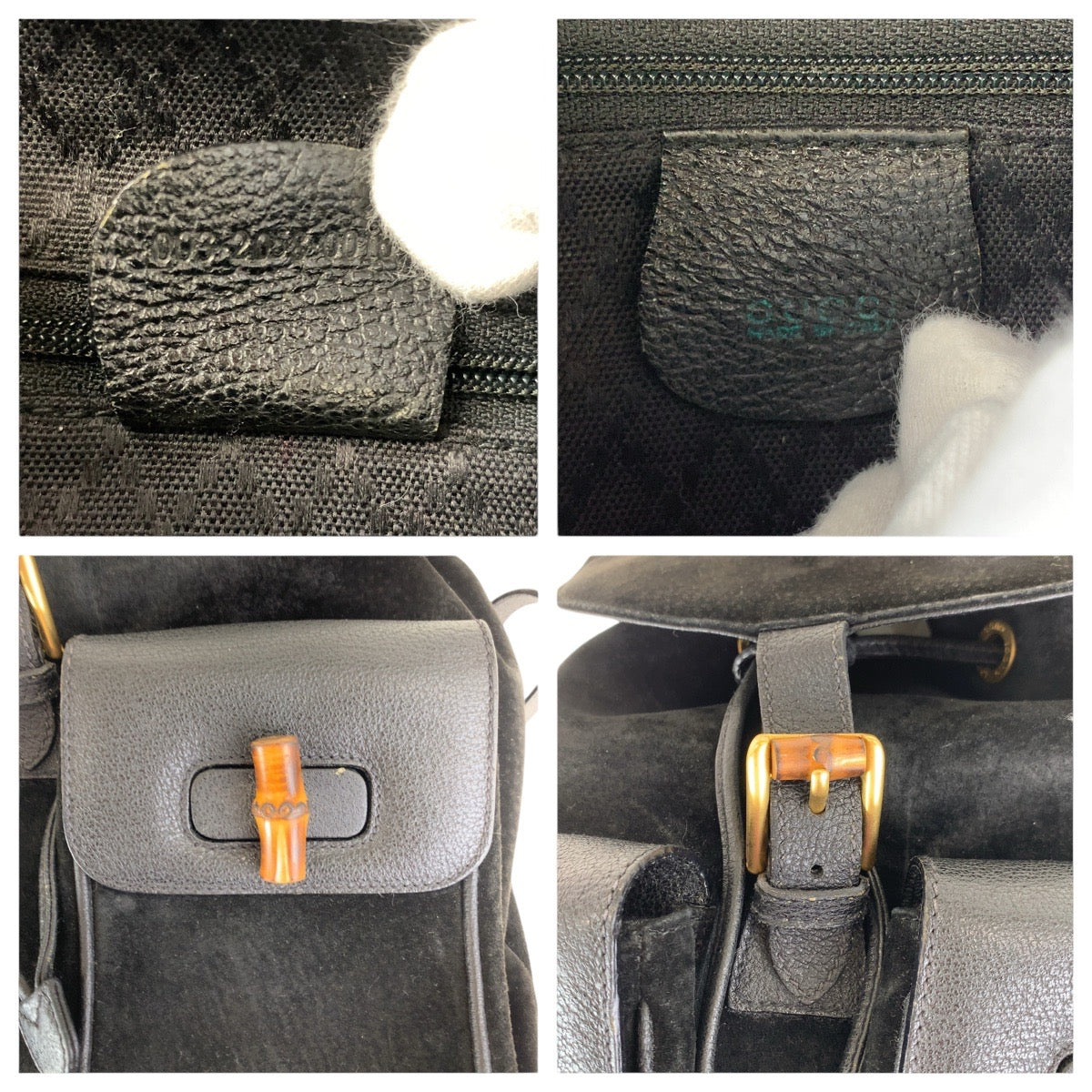 15482
GUCCI グッチ バンブー ブラック 黒 ゴールド金具 スウェード / レザー 003 2058 0016 リュック・デイパック バックパック  レディース ABP29