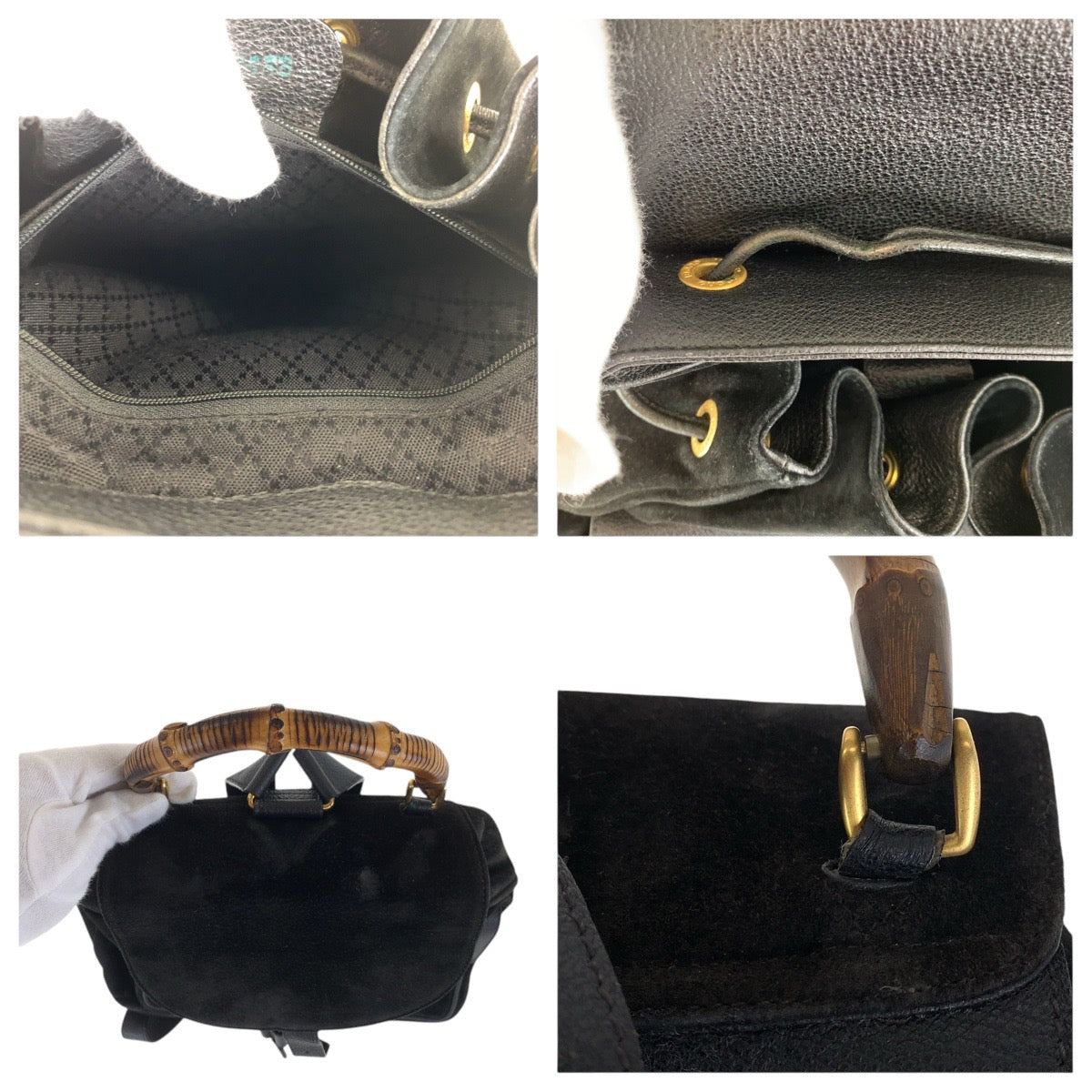 15482
GUCCI グッチ バンブー ブラック 黒 ゴールド金具 スウェード / レザー 003 2058 0016 リュック・デイパック バックパック  レディース ABP29