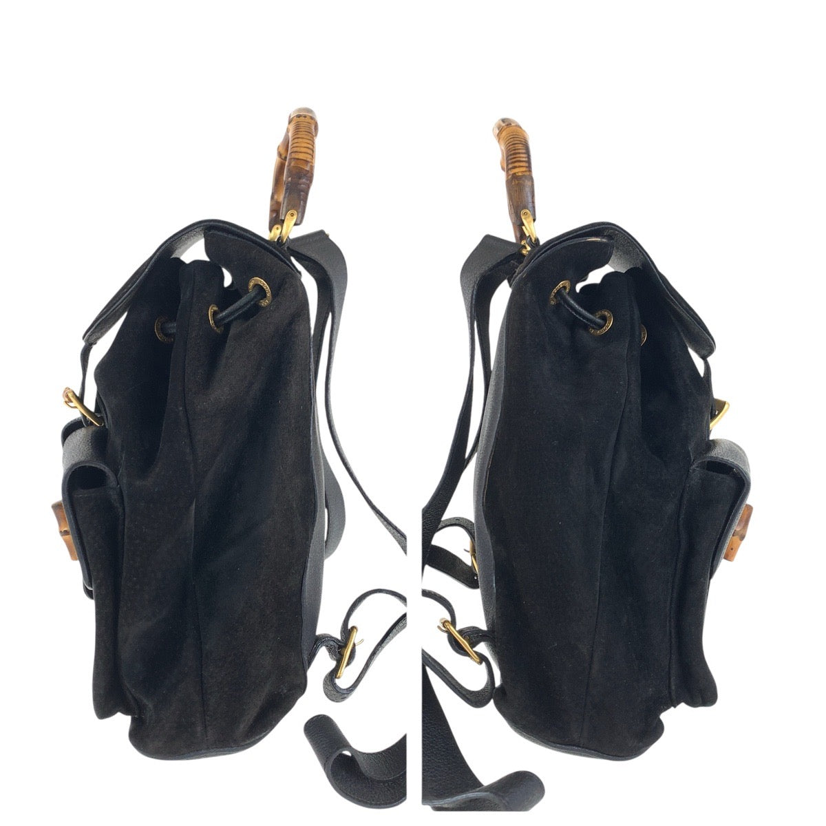 15482
GUCCI グッチ バンブー ブラック 黒 ゴールド金具 スウェード / レザー 003 2058 0016 リュック・デイパック バックパック  レディース ABP29