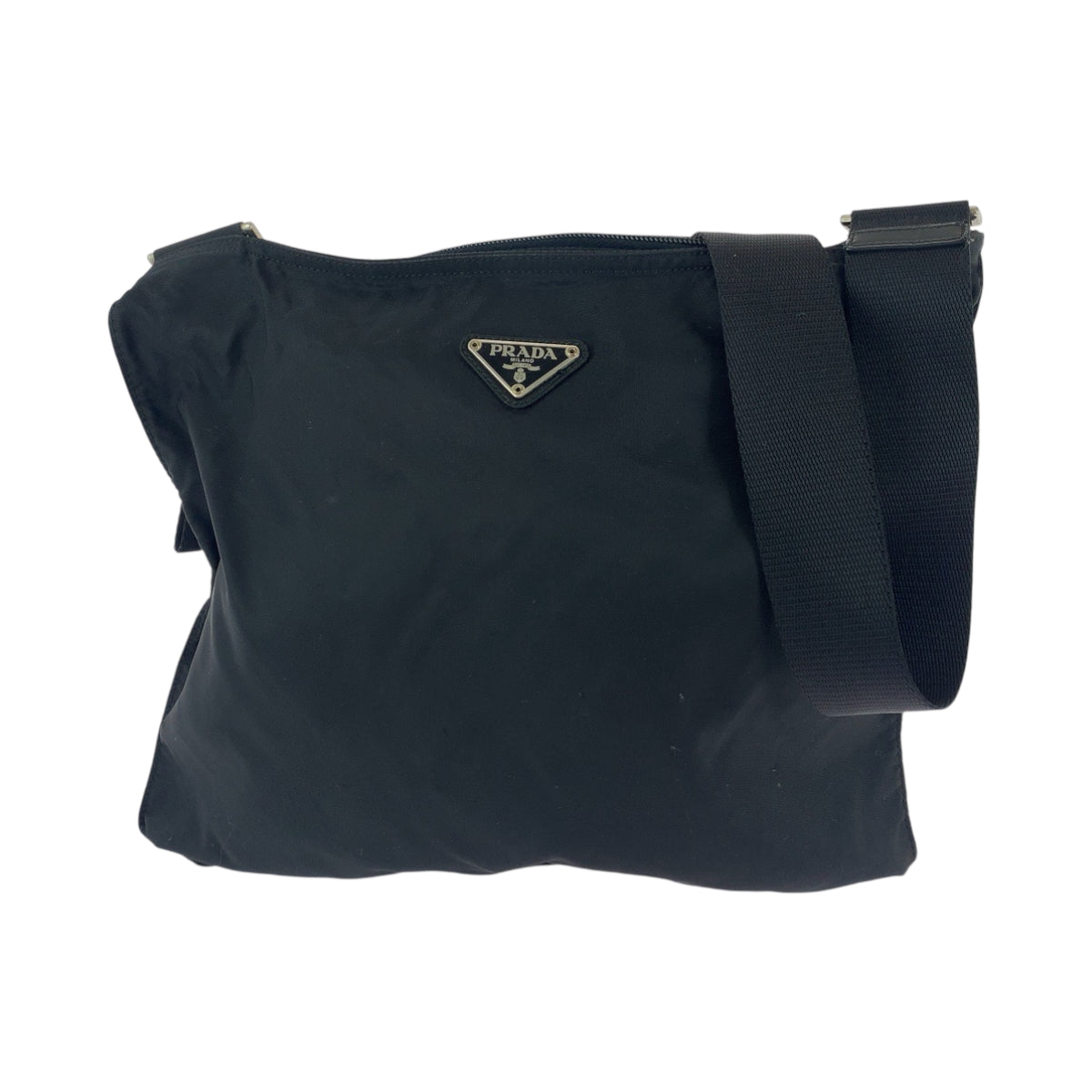 15483
PRADA プラダ テスート 三角ロゴプレート ブラック 黒 シルバー金具 ナイロン BT0175 ショルダーバッグ サコッシュ  メンズ ABP23