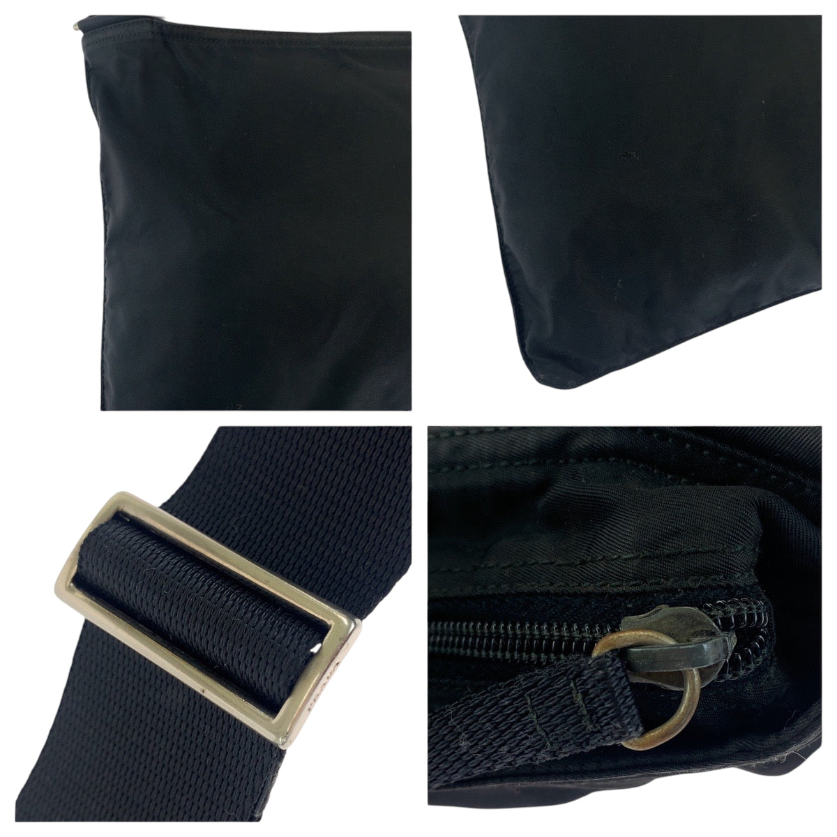 15483
PRADA プラダ テスート 三角ロゴプレート ブラック 黒 シルバー金具 ナイロン BT0175 ショルダーバッグ サコッシュ  メンズ ABP23
