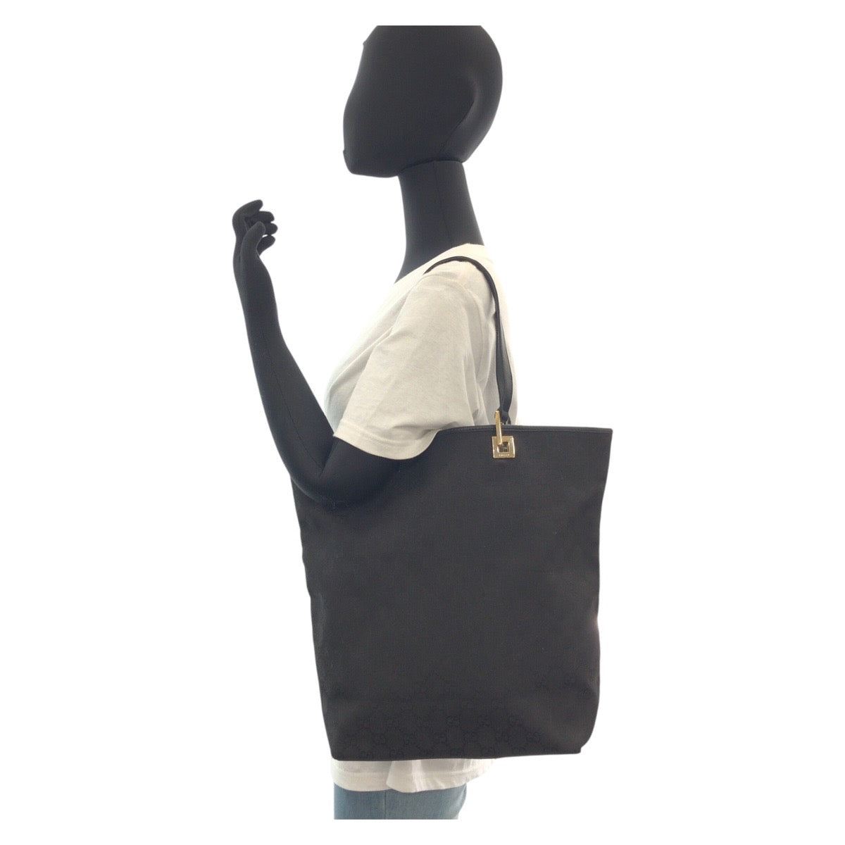 15484
GUCCI グッチ ブラック 黒 ゴールド金具 GGキャンバス / レザー 002 1098 トートバッグ ショルダーバッグ  レディース AB18