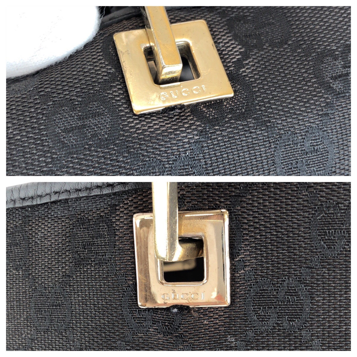 15484
GUCCI グッチ ブラック 黒 ゴールド金具 GGキャンバス / レザー 002 1098 トートバッグ ショルダーバッグ  レディース AB18
