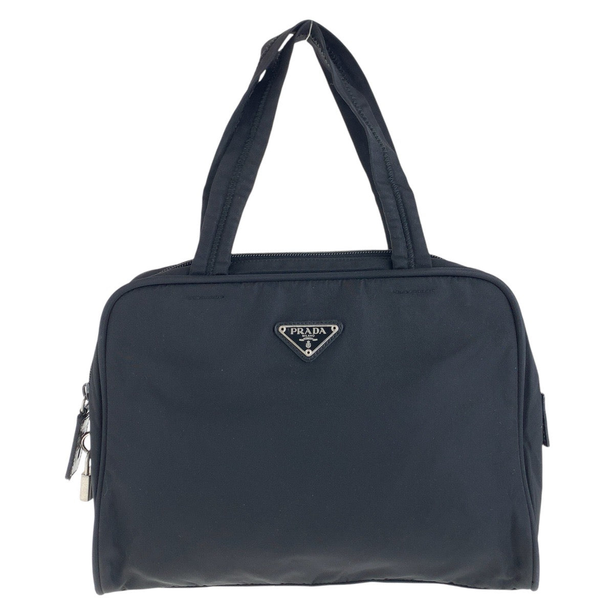 15486
PRADA プラダ テスート 三角ロゴプレート ブラック 黒 シルバー金具 ナイロン トートバッグ ハンドバッグ レディース AB16