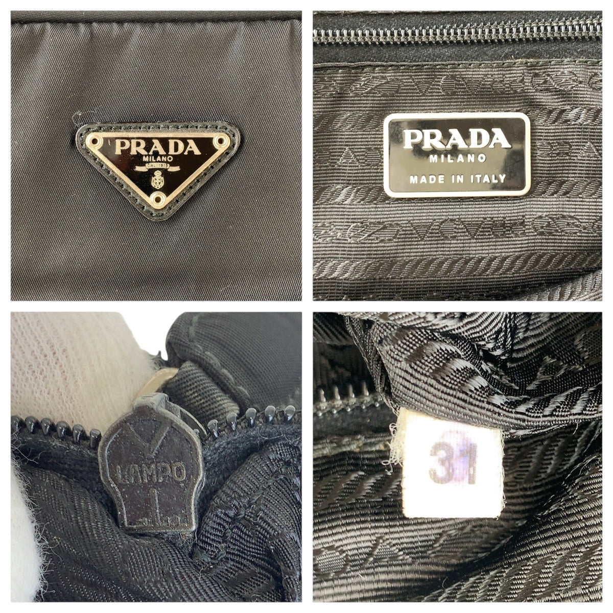 15486
PRADA プラダ テスート 三角ロゴプレート ブラック 黒 シルバー金具 ナイロン トートバッグ ハンドバッグ レディース AB16
