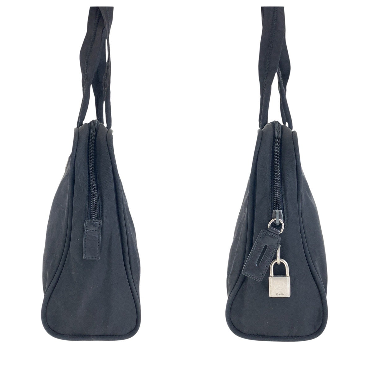 15486
PRADA プラダ テスート 三角ロゴプレート ブラック 黒 シルバー金具 ナイロン トートバッグ ハンドバッグ レディース AB16