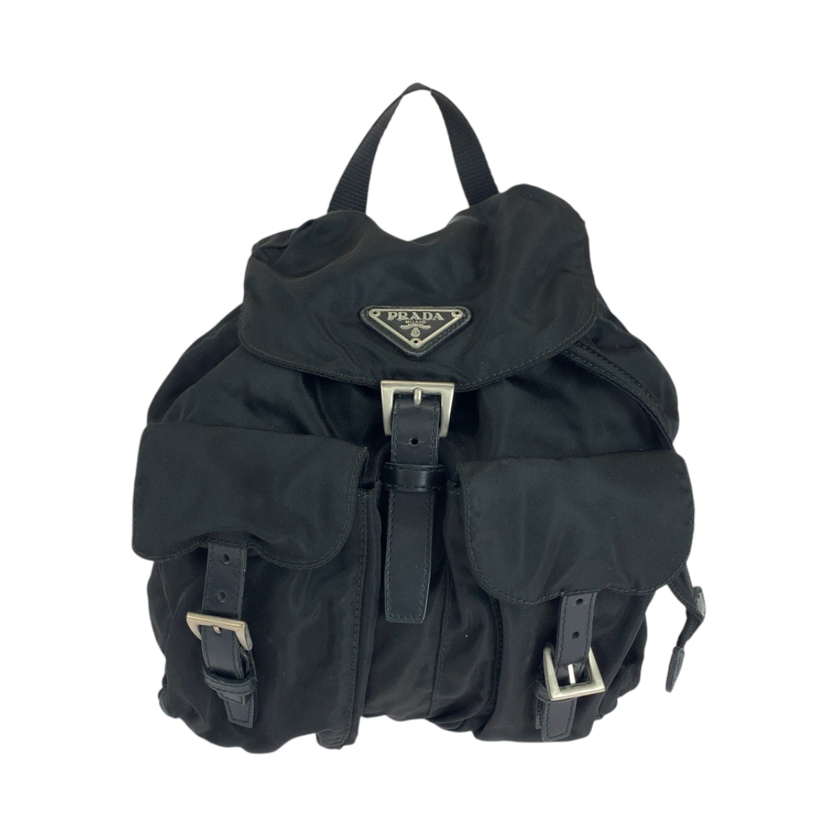 15487
PRADA プラダ テスート 三角ロゴプレート ブラック 黒 シルバー金具 ナイロン 1BZ677 リュックサック バックパック  レディース
