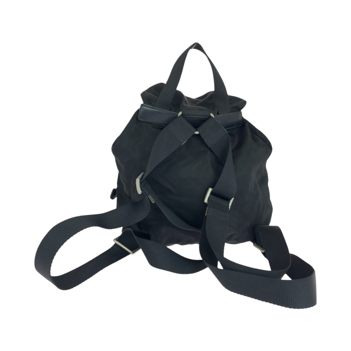 15487
PRADA プラダ テスート 三角ロゴプレート ブラック 黒 シルバー金具 ナイロン 1BZ677 リュックサック バックパック  レディース