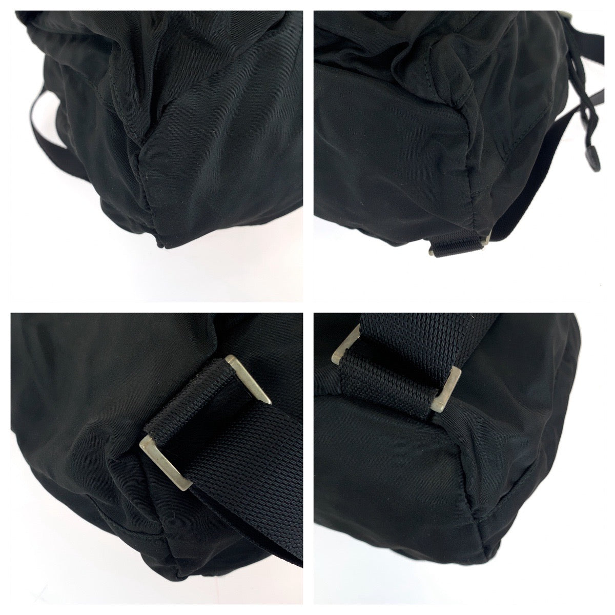 15487
PRADA プラダ テスート 三角ロゴプレート ブラック 黒 シルバー金具 ナイロン 1BZ677 リュックサック バックパック  レディース