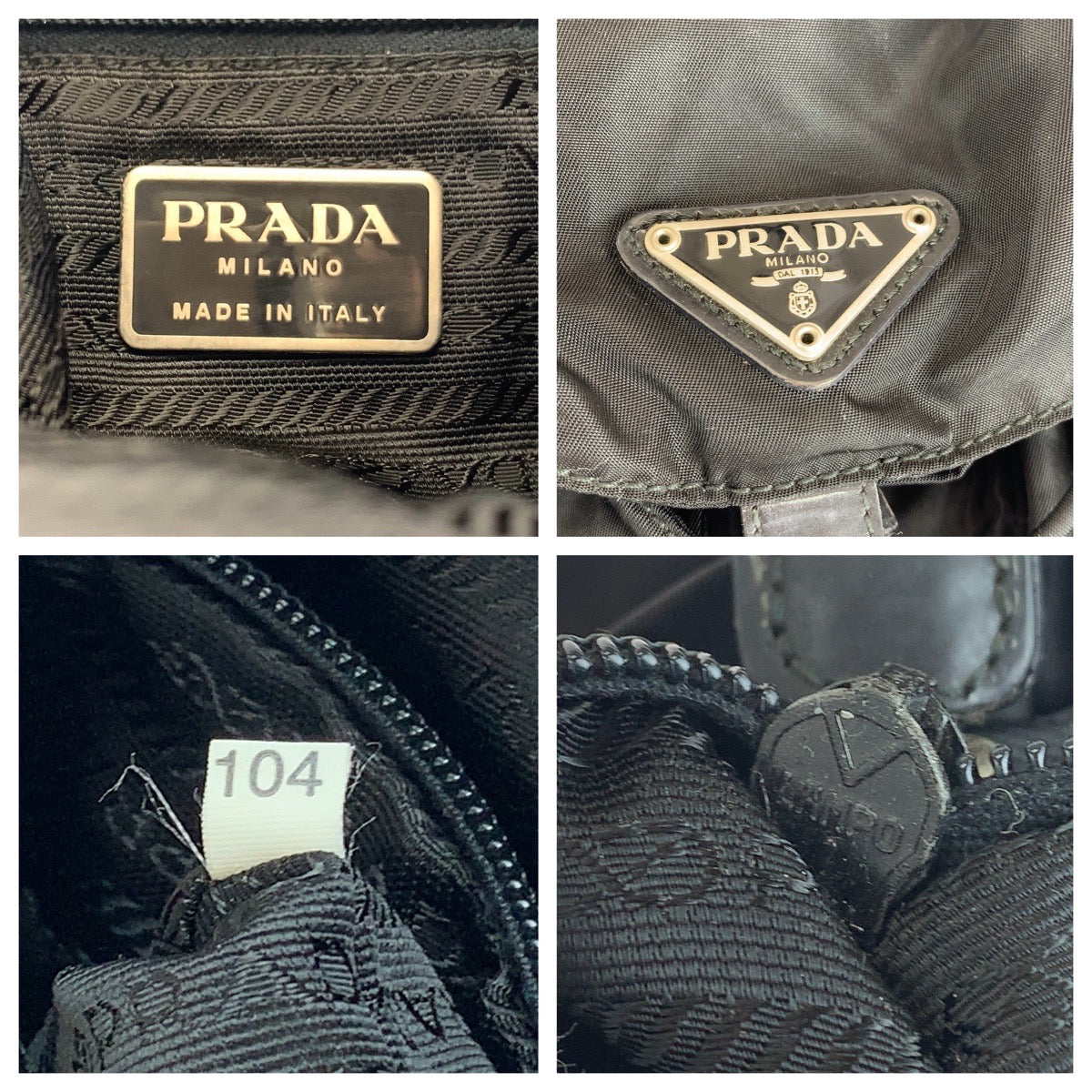 15487
PRADA プラダ テスート 三角ロゴプレート ブラック 黒 シルバー金具 ナイロン 1BZ677 リュックサック バックパック  レディース
