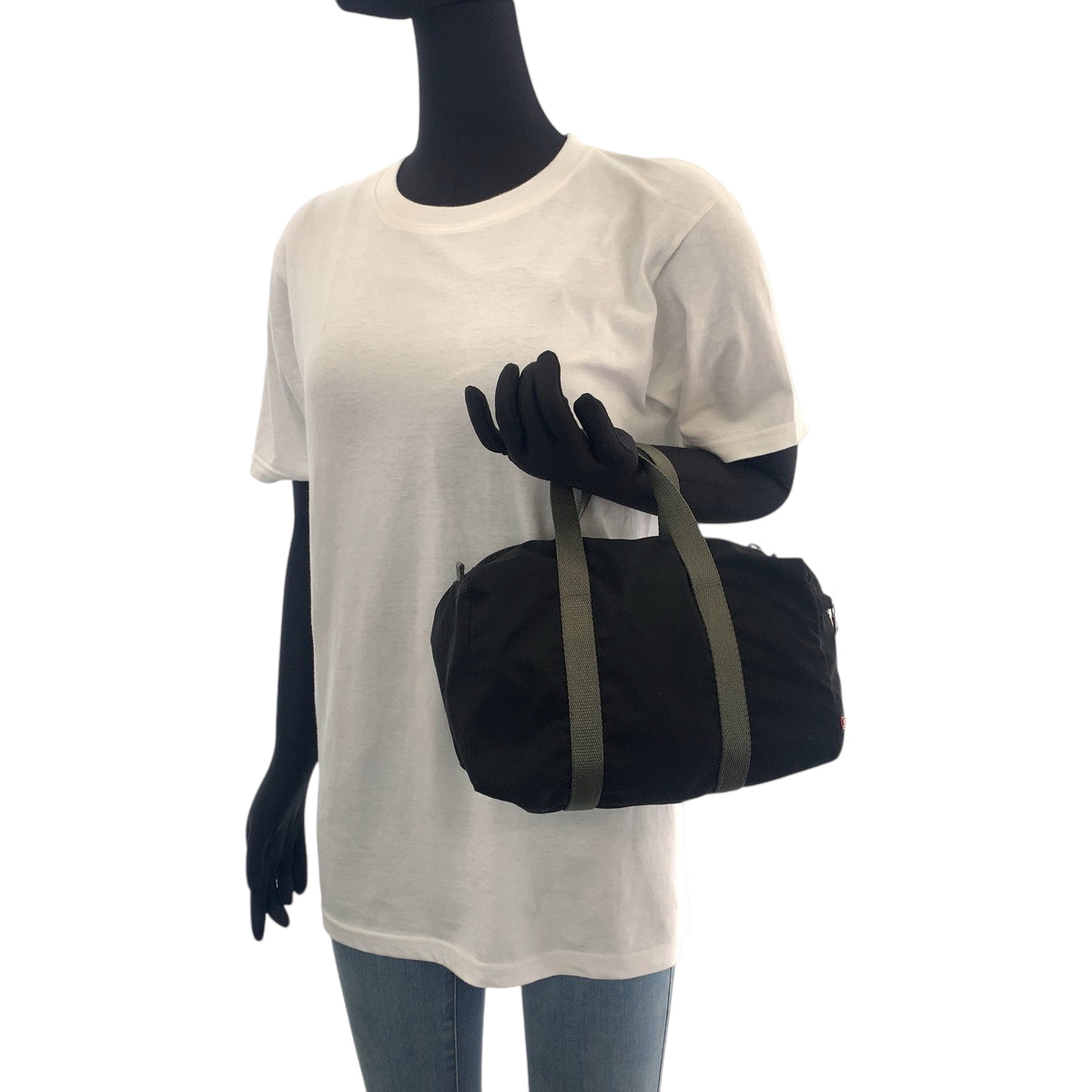 15490
PRADA プラダ テスート プラダスポーツ ブラック グレー シルバー金具 ナイロン ボストンバッグ ハンドバッグ  レディース