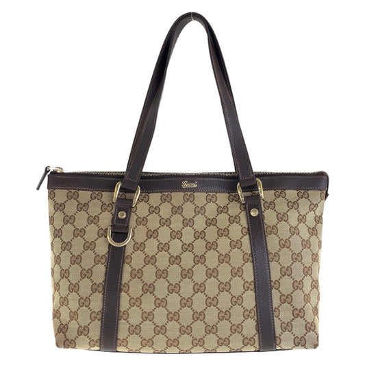 15492
GUCCI グッチ ブラウン ゴールド金具 GGキャンバス / レザー 141470 トートバッグ ショルダーバッグ  レディース