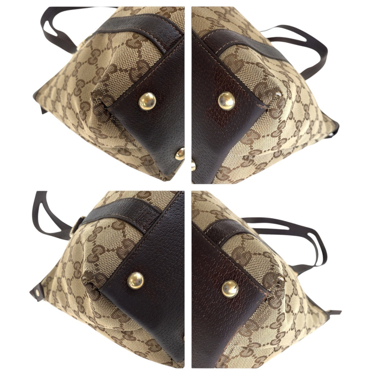 15492
GUCCI グッチ ブラウン ゴールド金具 GGキャンバス / レザー 141470 トートバッグ ショルダーバッグ  レディース