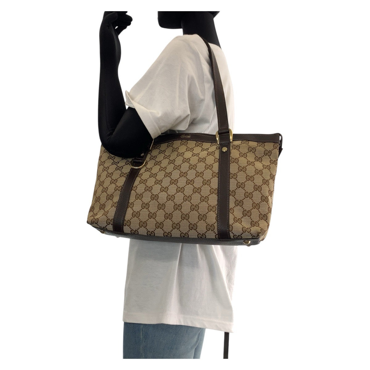 15492
GUCCI グッチ ブラウン ゴールド金具 GGキャンバス / レザー 141470 トートバッグ ショルダーバッグ  レディース
