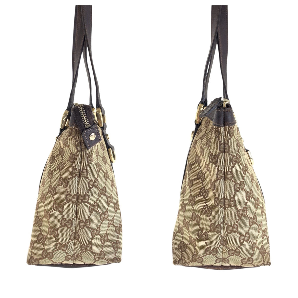 15492
GUCCI グッチ ブラウン ゴールド金具 GGキャンバス / レザー 141470 トートバッグ ショルダーバッグ  レディース